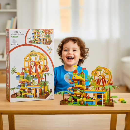 Šareni zabavni park sa toboganom i panoramskim točkom – set kockica